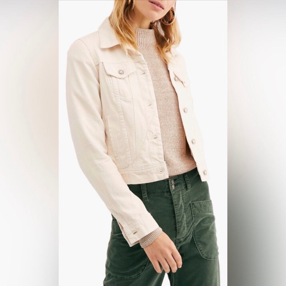 Free People Women’s Denim Jacket Cream - Size Small - Excellent conditions
